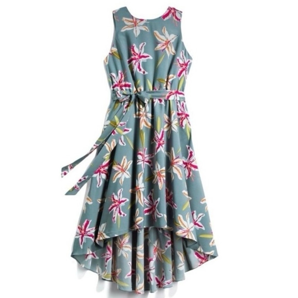 Anthropologie‎ Hutch Blue Aislinn Lily Floral High Low Tie Waist Midi Dress - SP